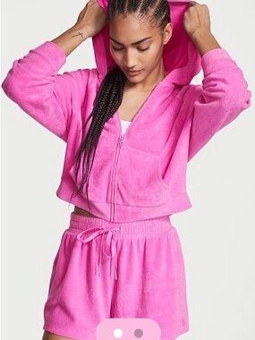 Victoria’s Secret Pink Hooded Terry Zip Jacket & Shorts Set